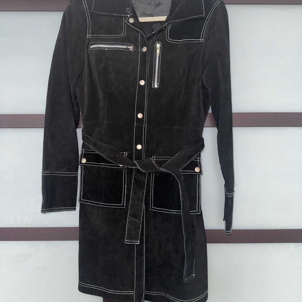 Arden B Black Button-Up Dress with White Stitching